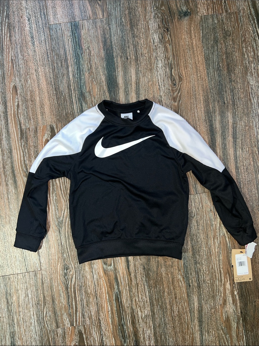 Nike Black and White Kids' Crewneck Dri-fit Sweatshirt